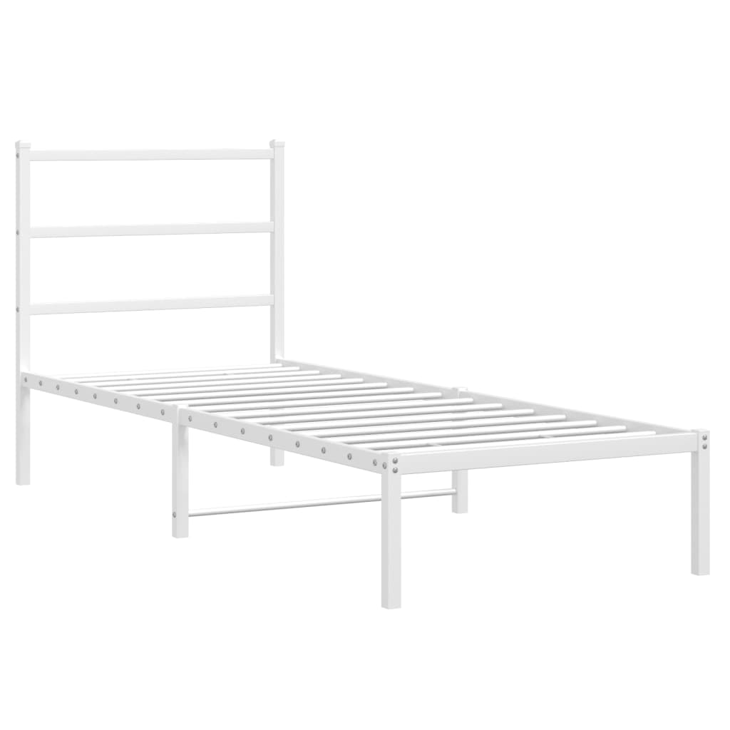 Metalni okvir krevet bez madraca s uzglavljem bijeli 75x190 cm