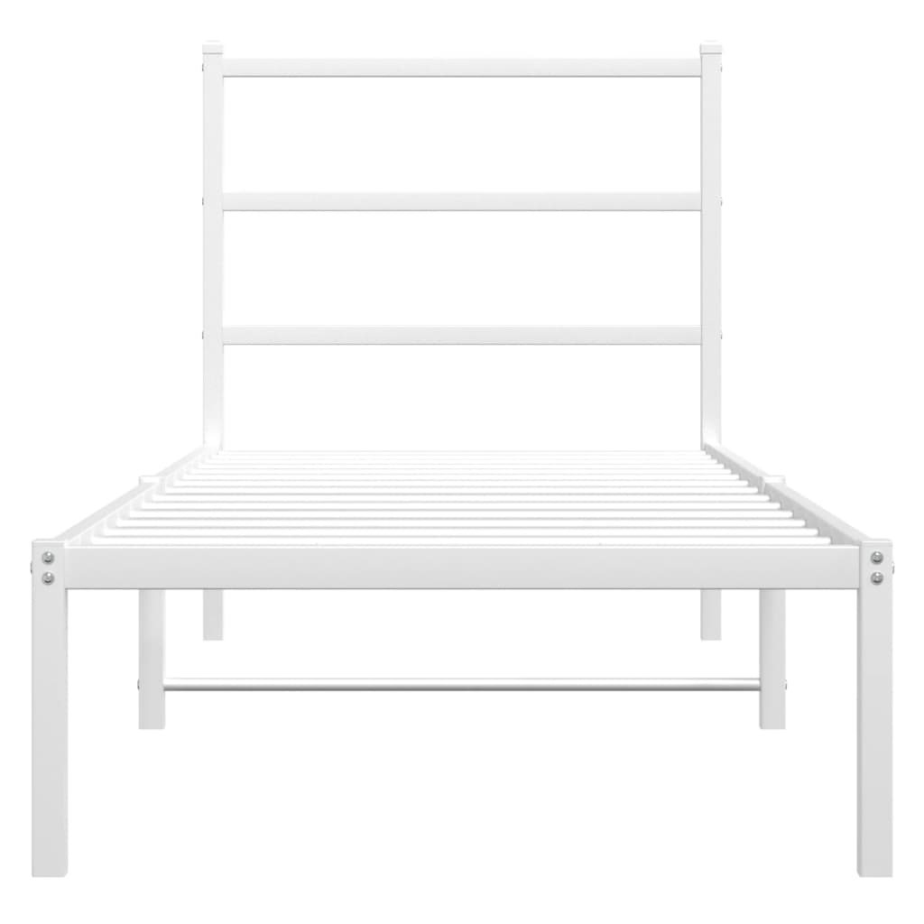 Metalni okvir za krevet s uzglavljem bijeli 80x200 cm