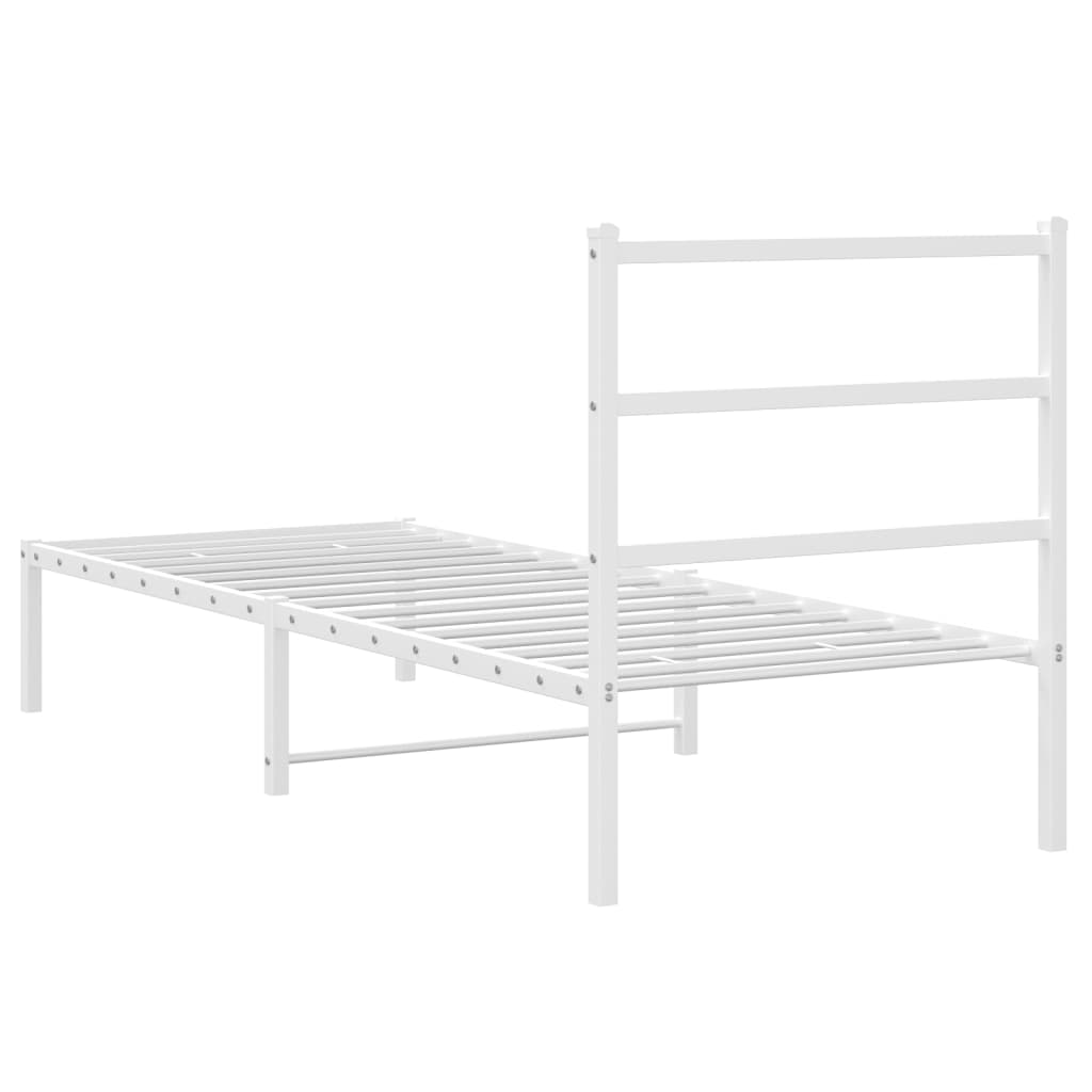 Metalni okvir za krevet s uzglavljem bijeli 80x200 cm