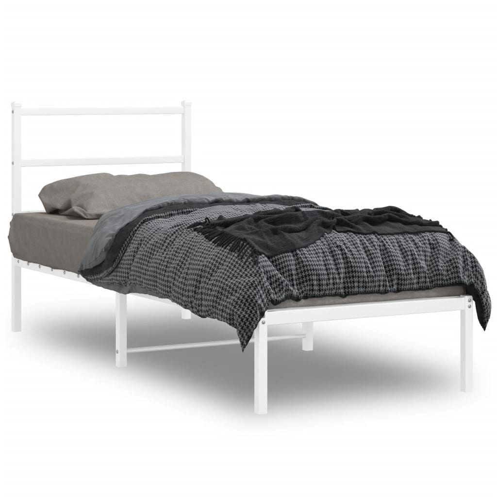 Metalni okvir za krevet s uzglavljem bijeli 80x200 cm