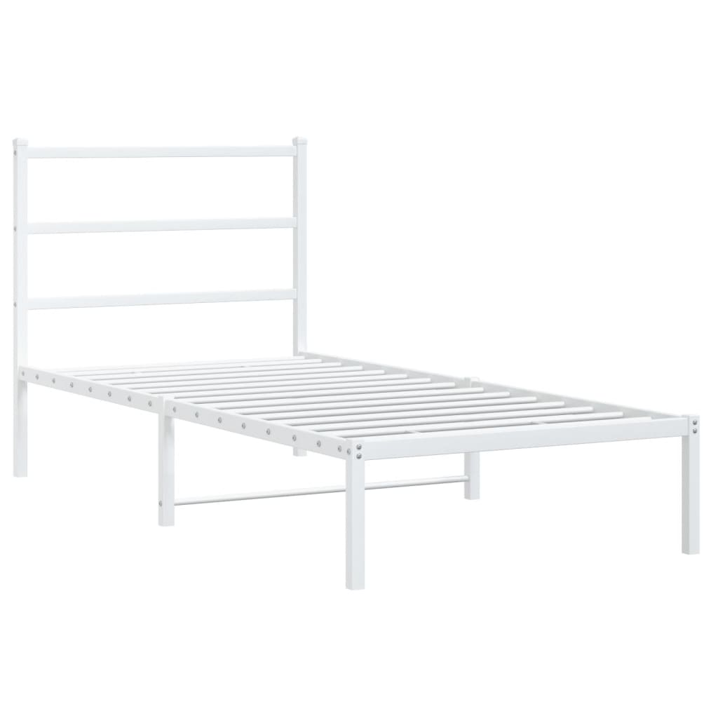 Metalni okvir za krevet s uzglavljem bijeli 90 x 190 cm