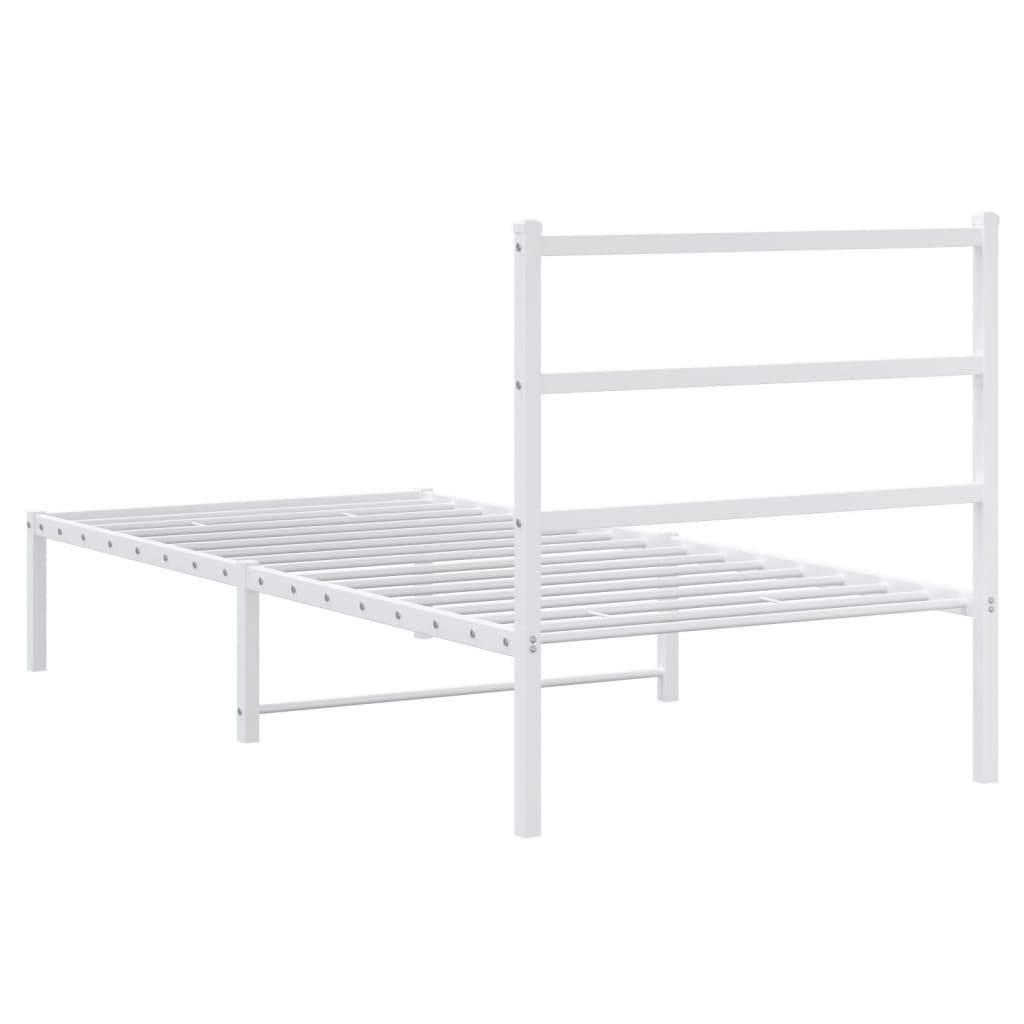 Metalni okvir za krevet s uzglavljem bijeli 90 x 190 cm