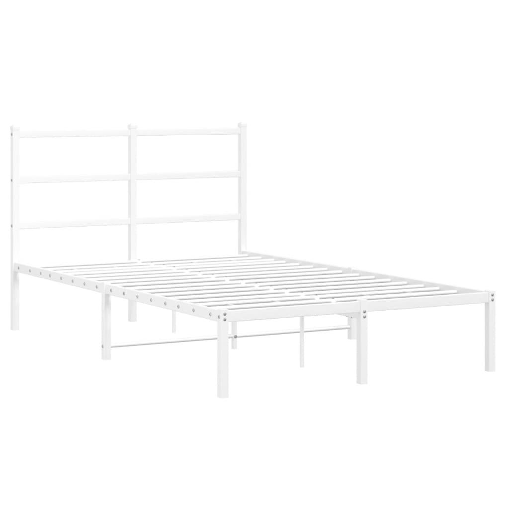 Metalni okvir za krevet s uzglavljem bijeli 120x200 cm