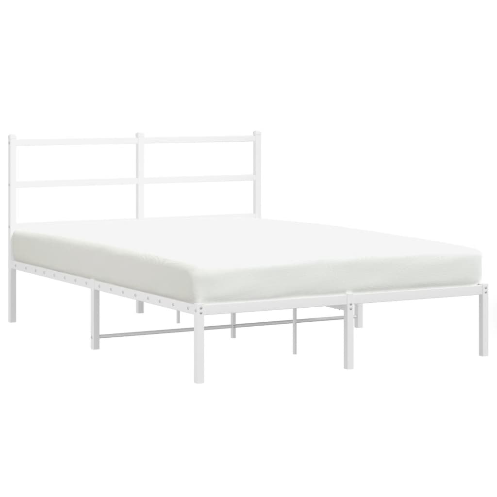 Metalni okvir za krevet s uzglavljem bijeli 140 x 190 cm