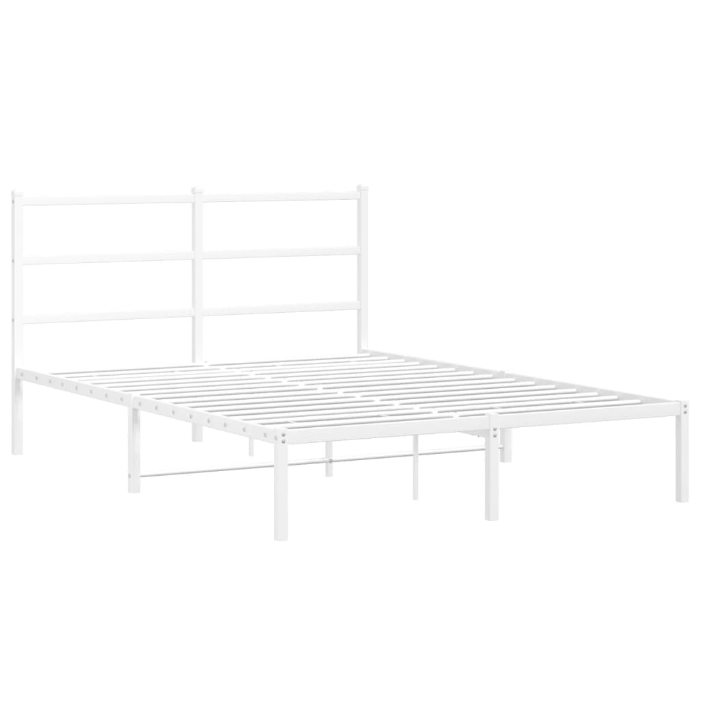 Metalni okvir za krevet s uzglavljem bijeli 140 x 190 cm