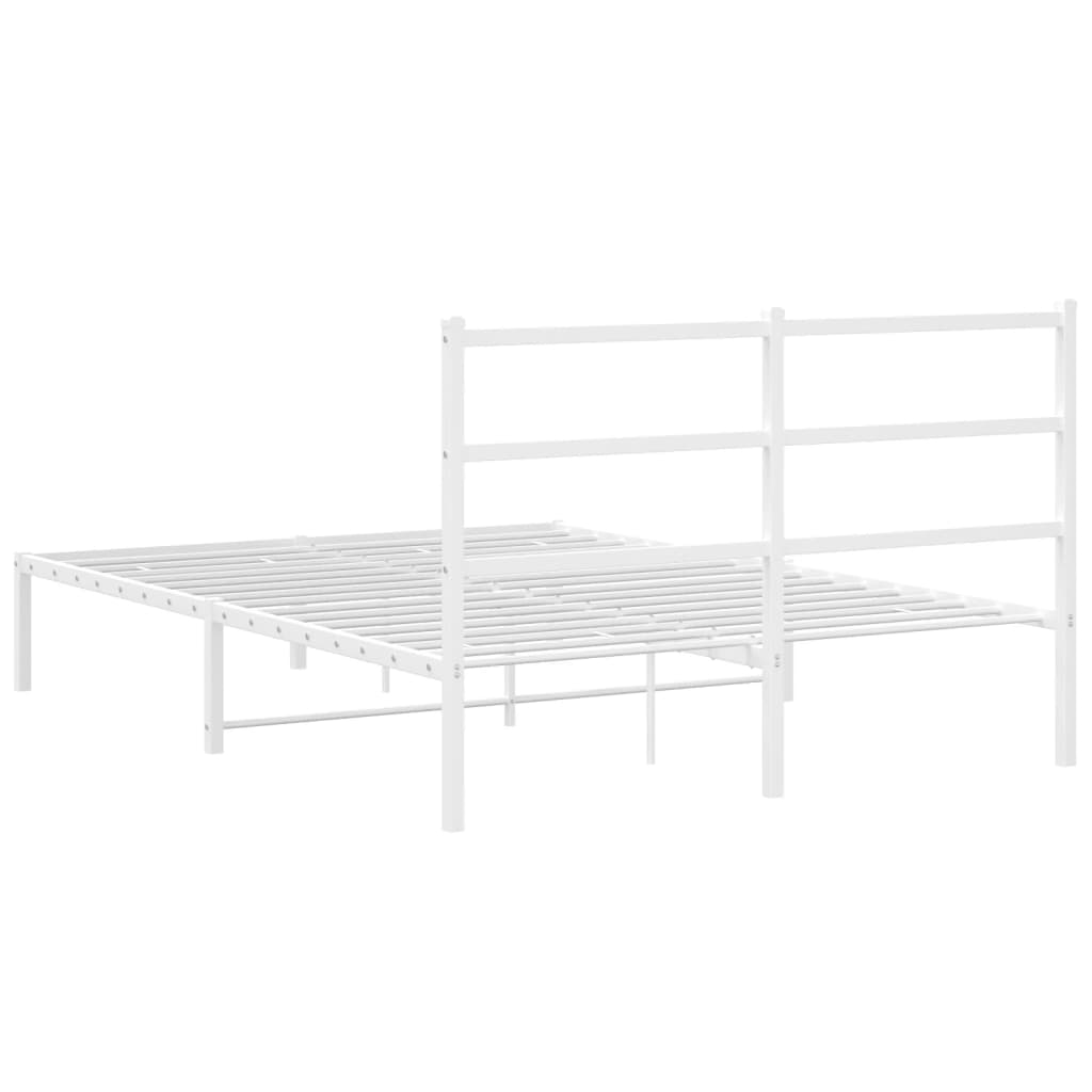 Metalni okvir za krevet s uzglavljem bijeli 140 x 190 cm