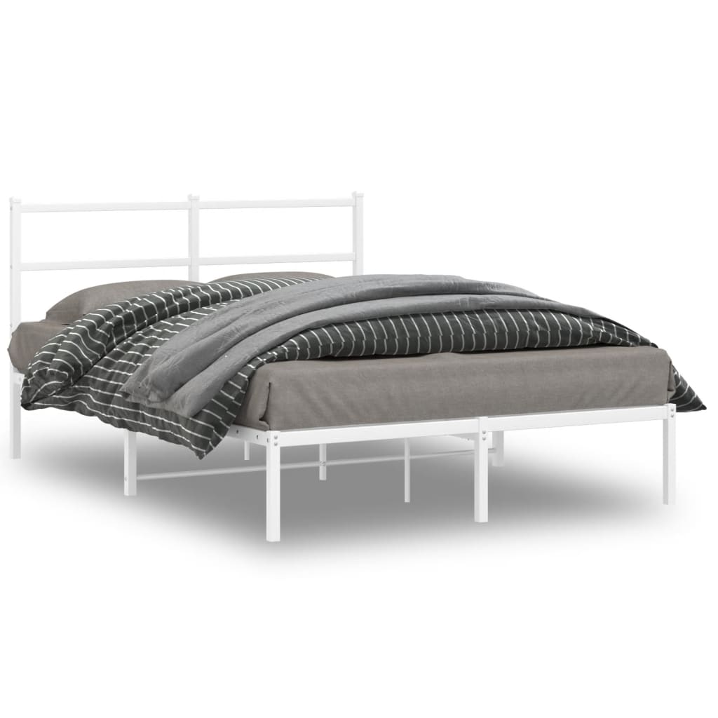 Metalni okvir za krevet s uzglavljem bijeli 140 x 190 cm