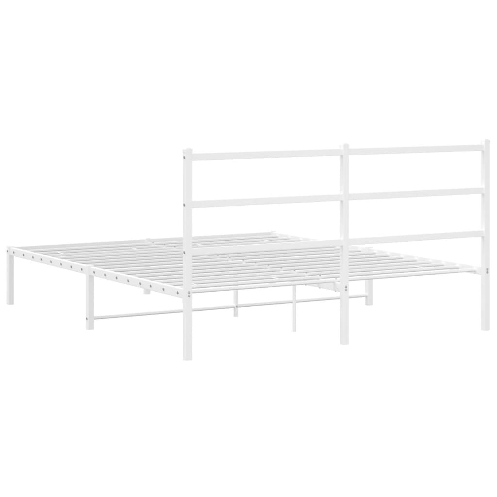 Metalni okvir za krevet s uzglavljem bijeli 160x200 cm