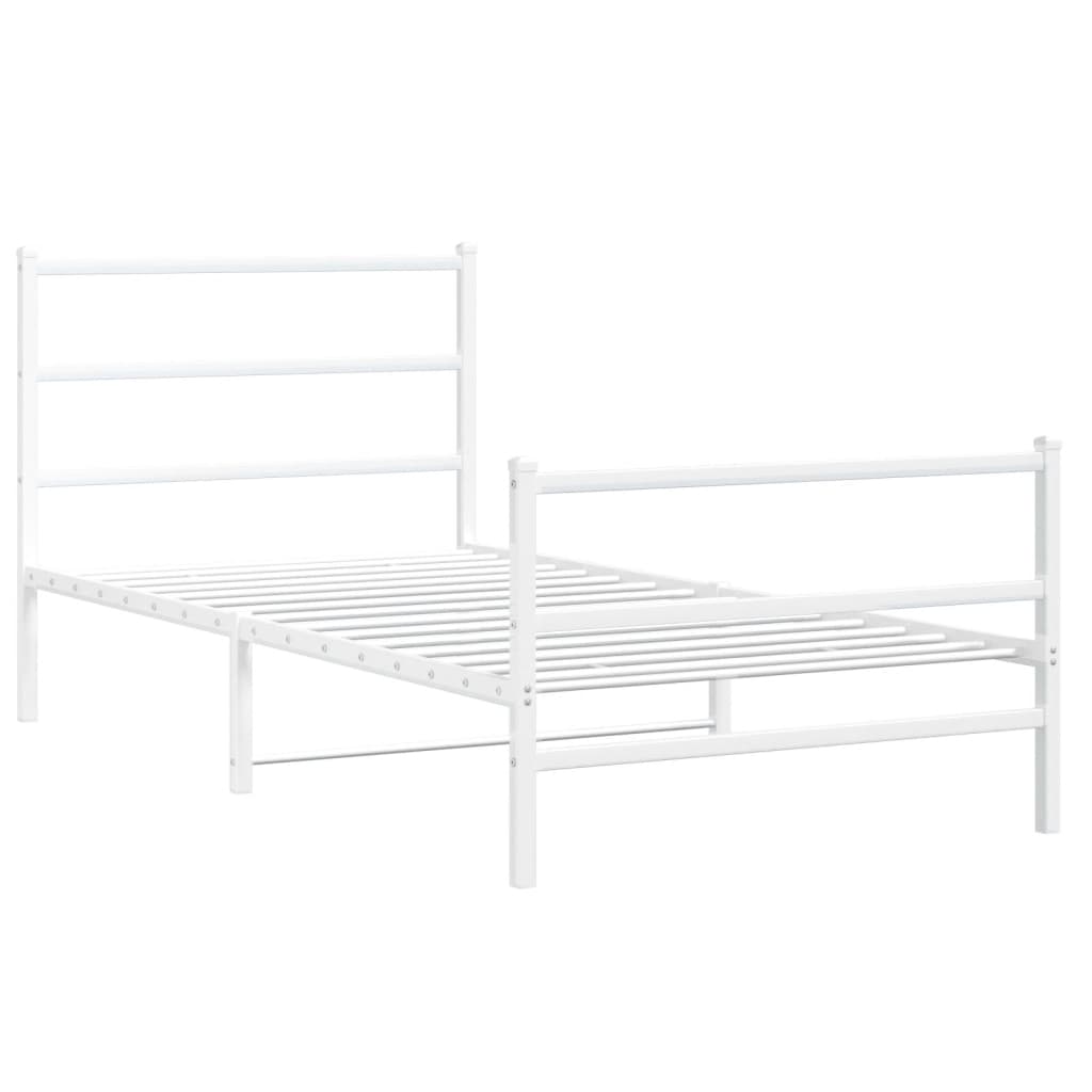 Metalni okvir kreveta uzglavlje i podnožje bijeli 107x203 cm