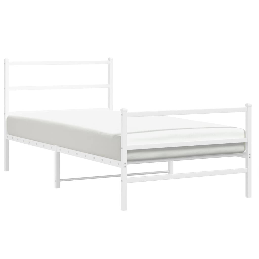 Metalni okvir kreveta uzglavlje i podnožje bijeli 107x203 cm