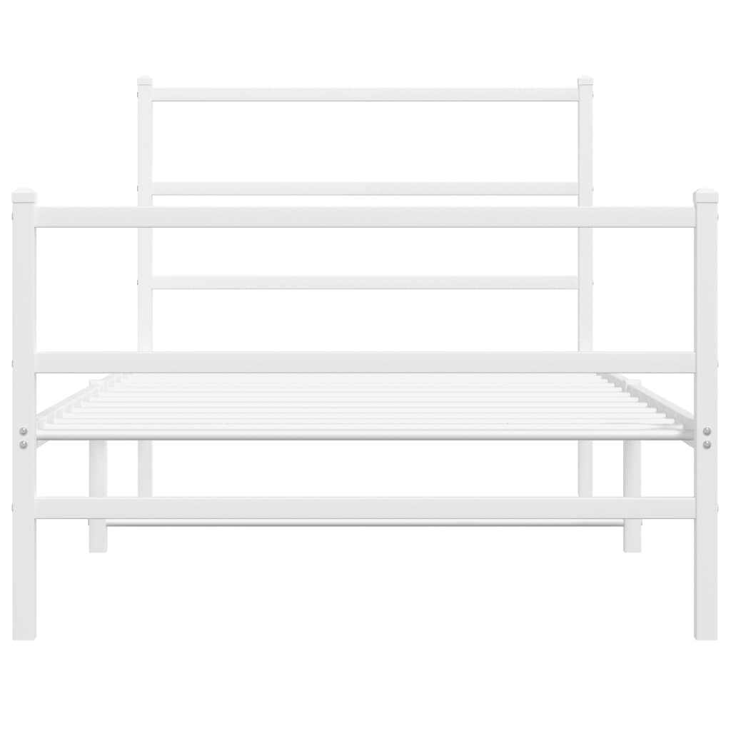 Metalni okvir kreveta uzglavlje i podnožje bijeli 107x203 cm