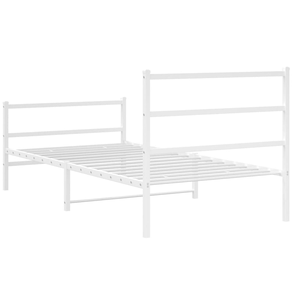 Metalni okvir kreveta uzglavlje i podnožje bijeli 107x203 cm