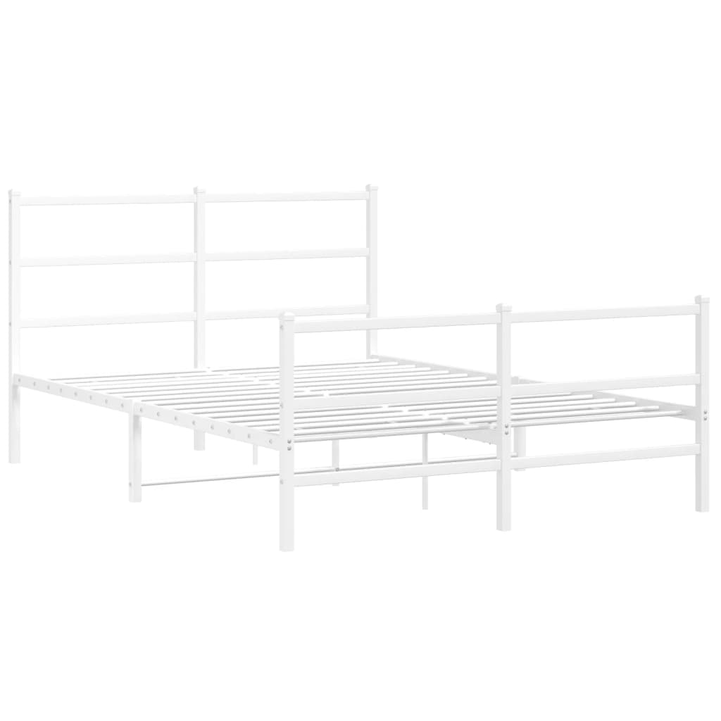 Metalni okvir kreveta uzglavlje i podnožje bijeli 135 x 190 cm