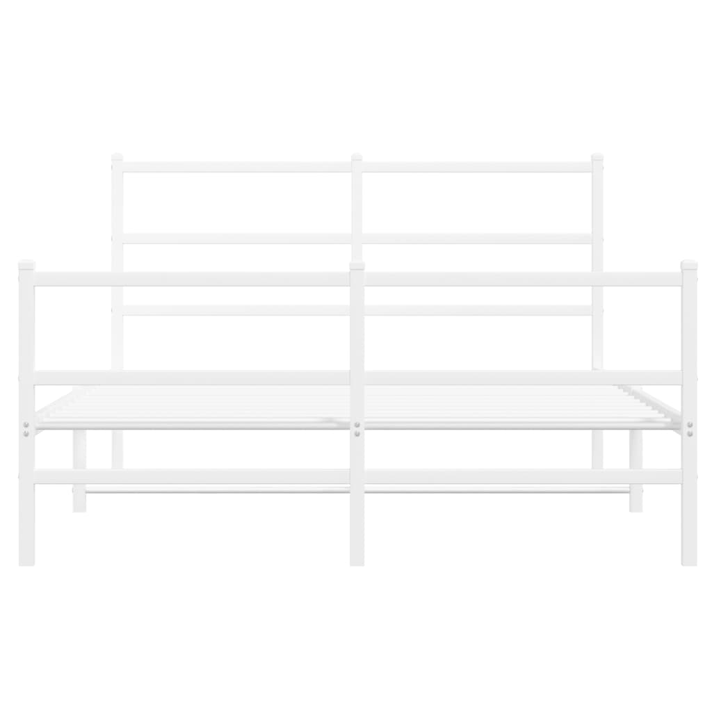 Metalni okvir kreveta uzglavlje i podnožje bijeli 135 x 190 cm