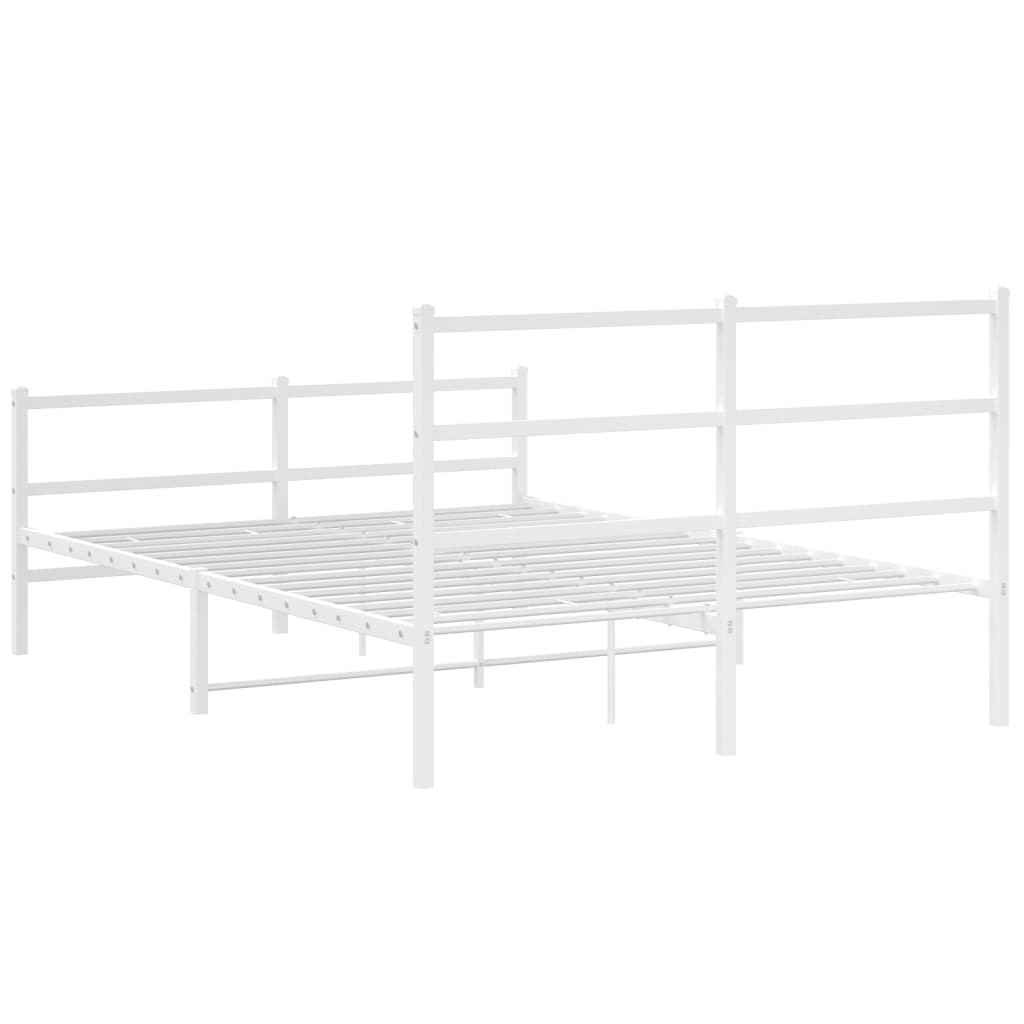 Metalni okvir kreveta uzglavlje i podnožje bijeli 140 x 190 cm