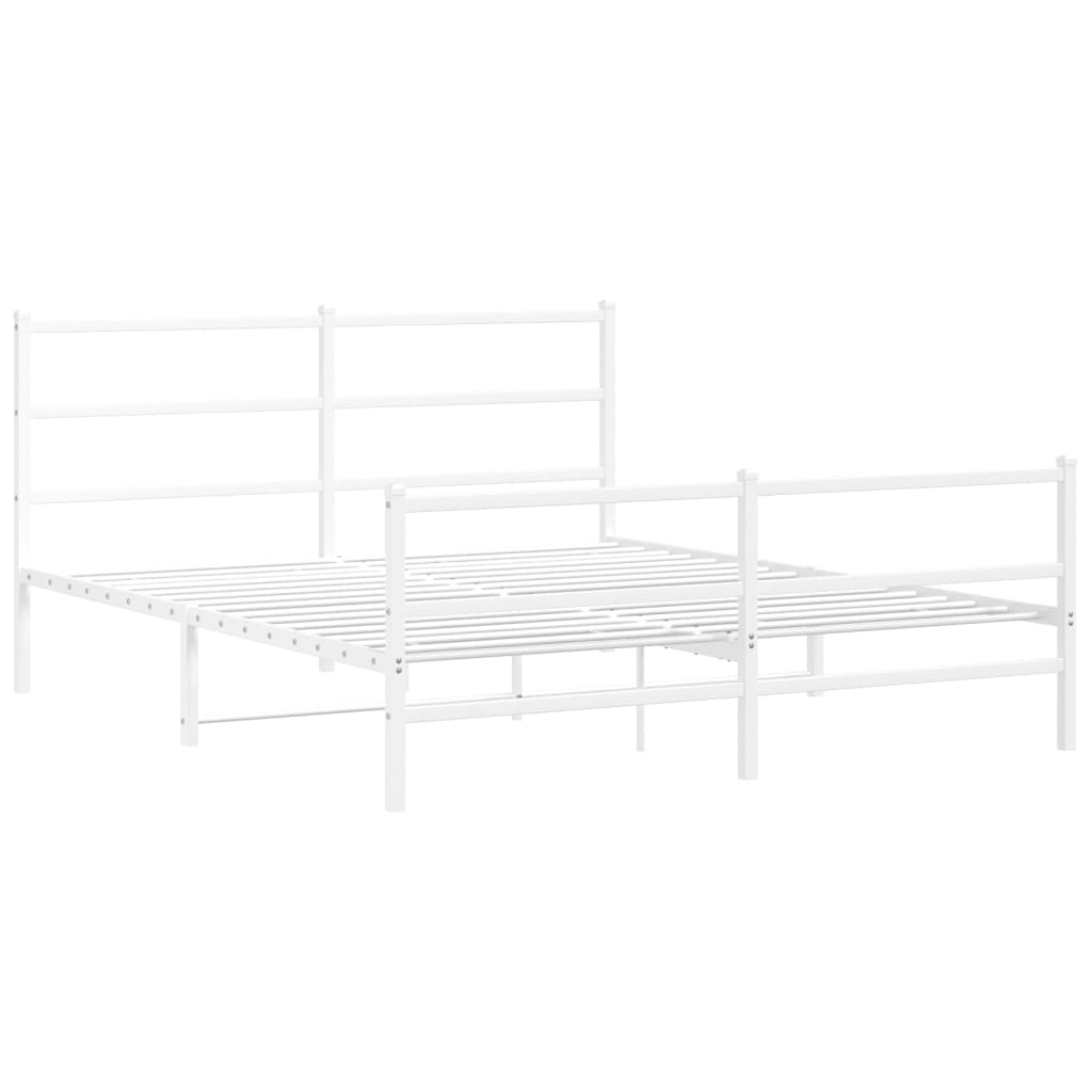 Metalni okvir kreveta uzglavlje i podnožje bijeli 150 x 200 cm