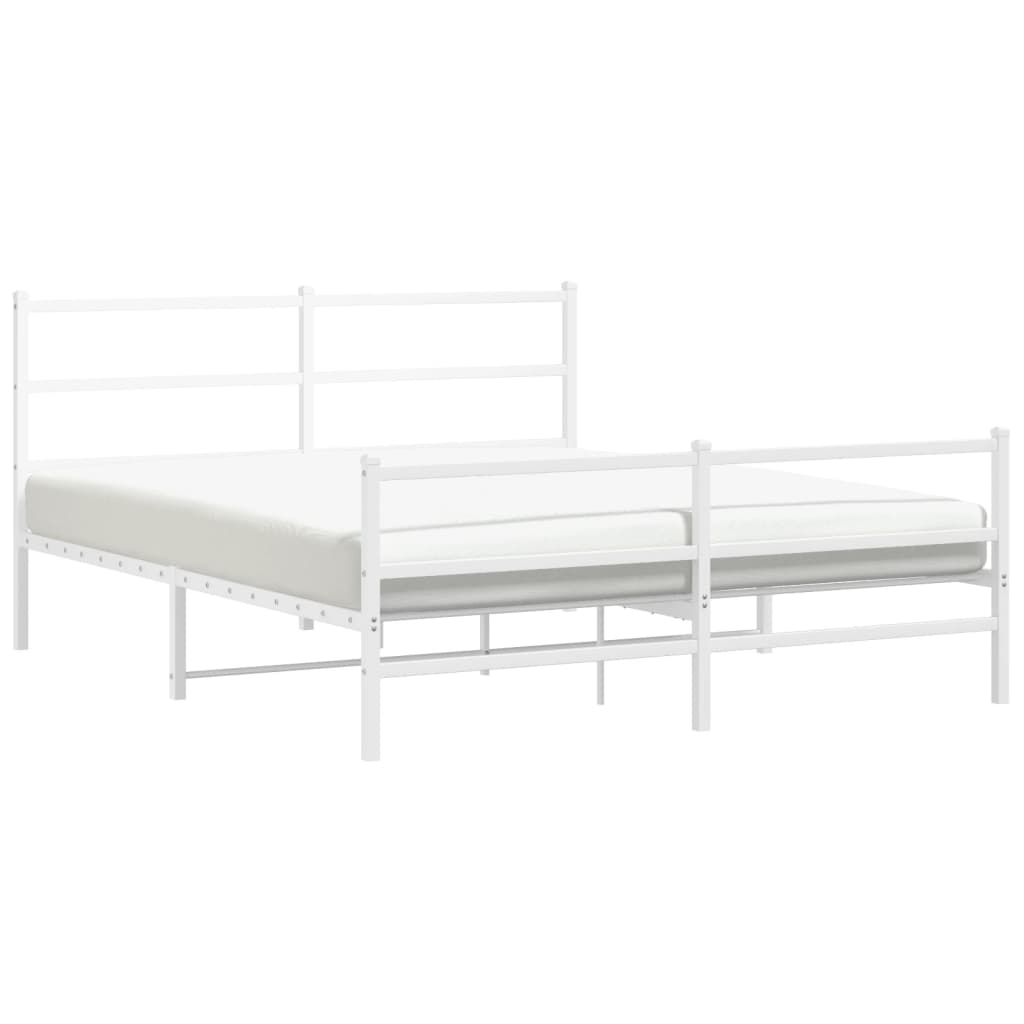 Metalni okvir kreveta uzglavlje i podnožje bijeli 150 x 200 cm