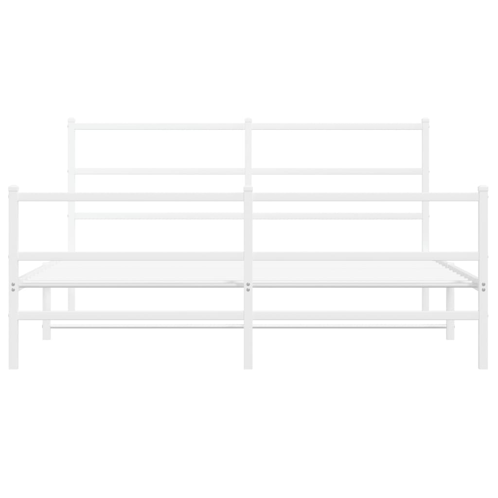 Metalni okvir kreveta uzglavlje i podnožje bijeli 150 x 200 cm
