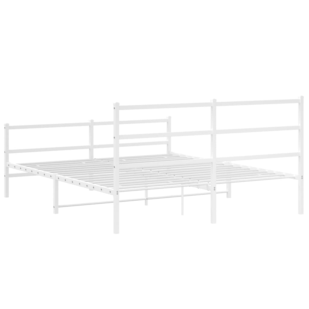 Metalni okvir kreveta uzglavlje i podnožje bijeli 150 x 200 cm