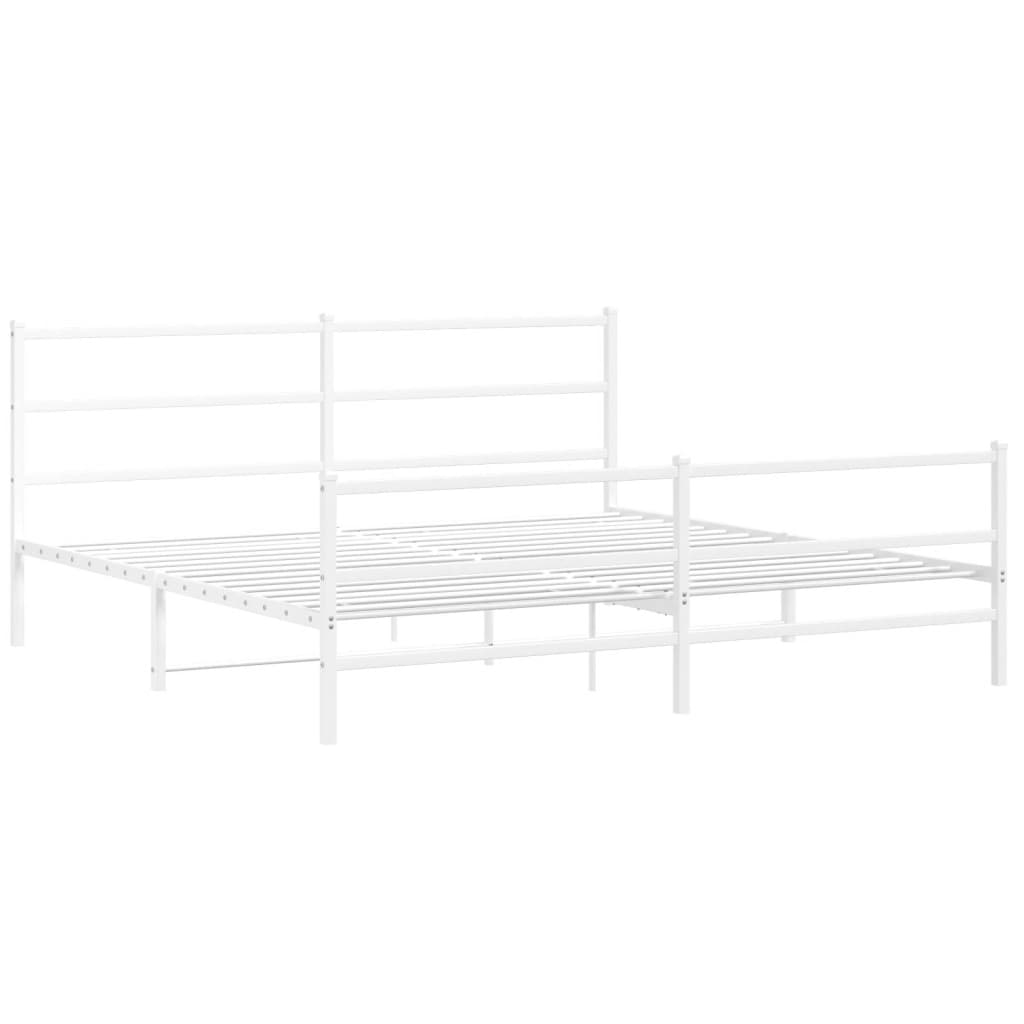 Metalni okvir kreveta uzglavlje i podnožje bijeli 183x213 cm