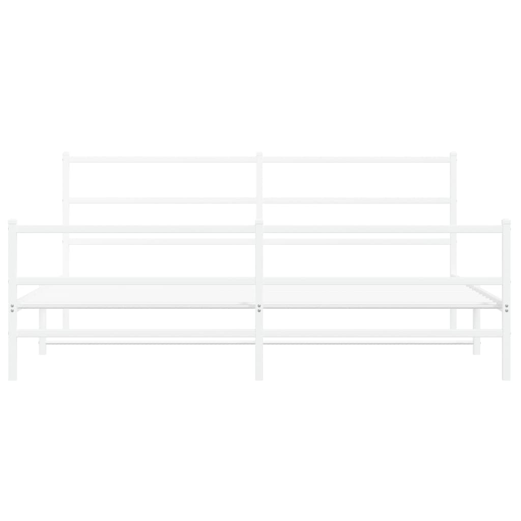 Metalni okvir kreveta uzglavlje i podnožje bijeli 183x213 cm
