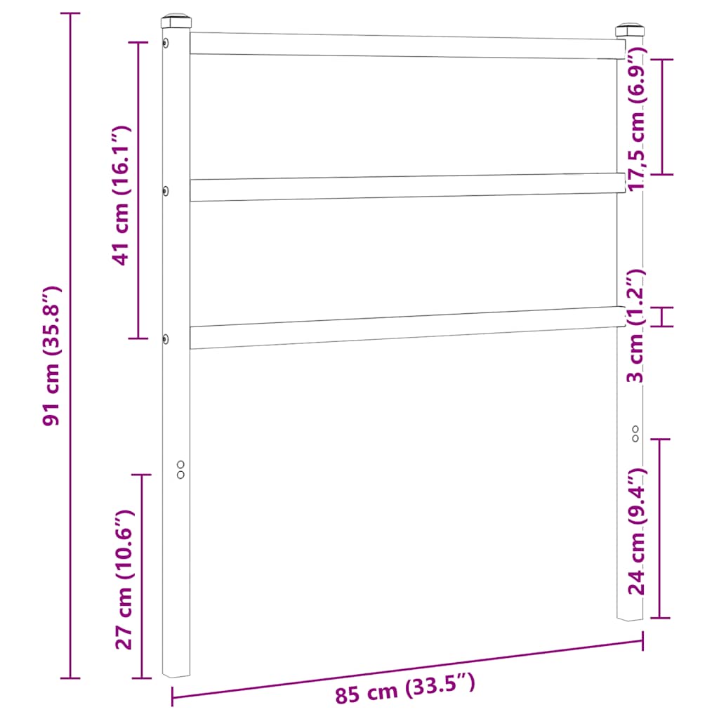 Metalno zamjensko uzglavlje bijelo 80 cm