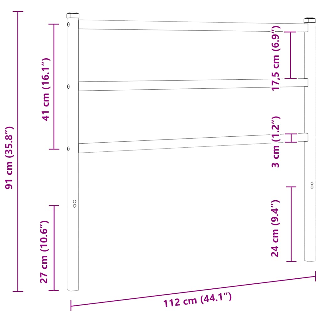 Metalno zamjensko uzglavlje bijelo 107 cm