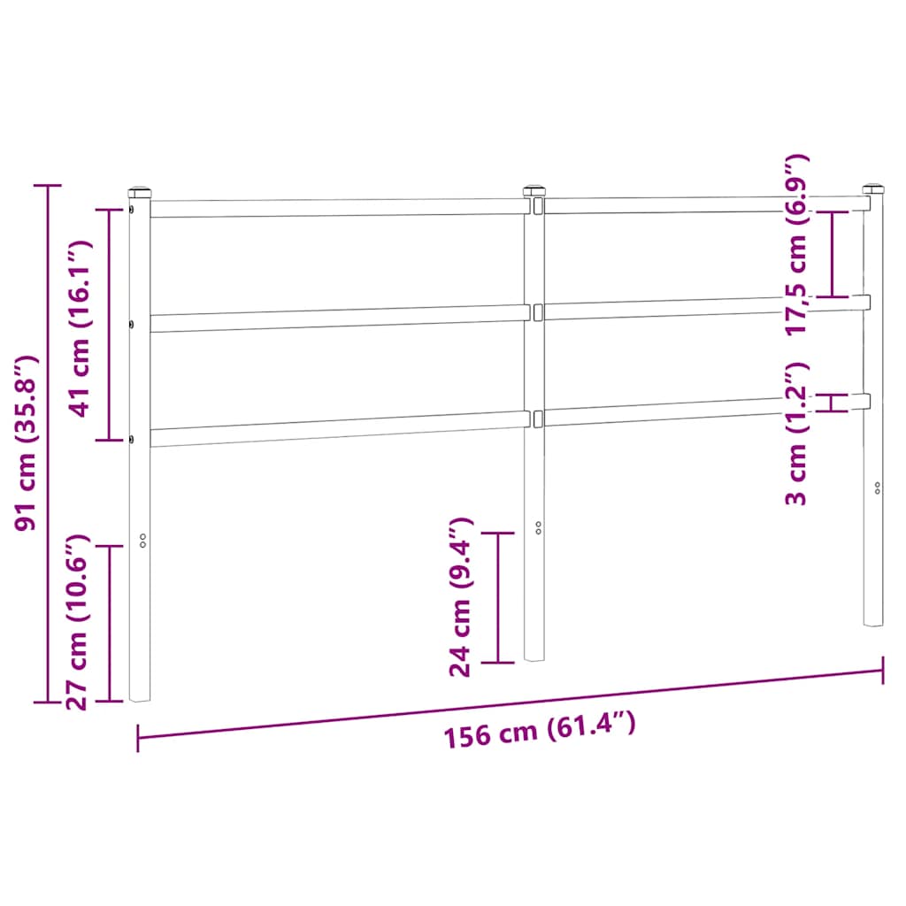 Metalno zamjensko uzglavlje bijelo 150 cm