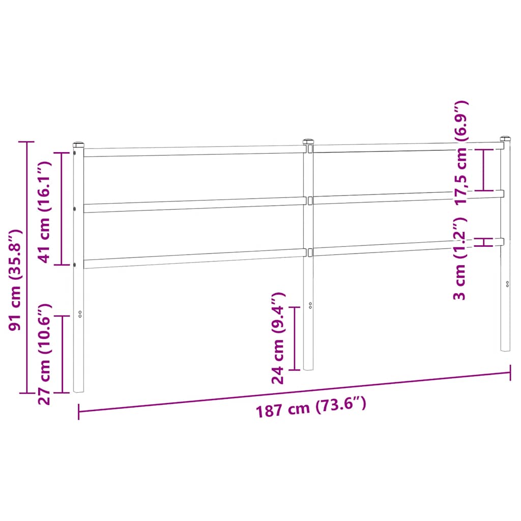 Metalno zamjensko uzglavlje bijelo 180 cm