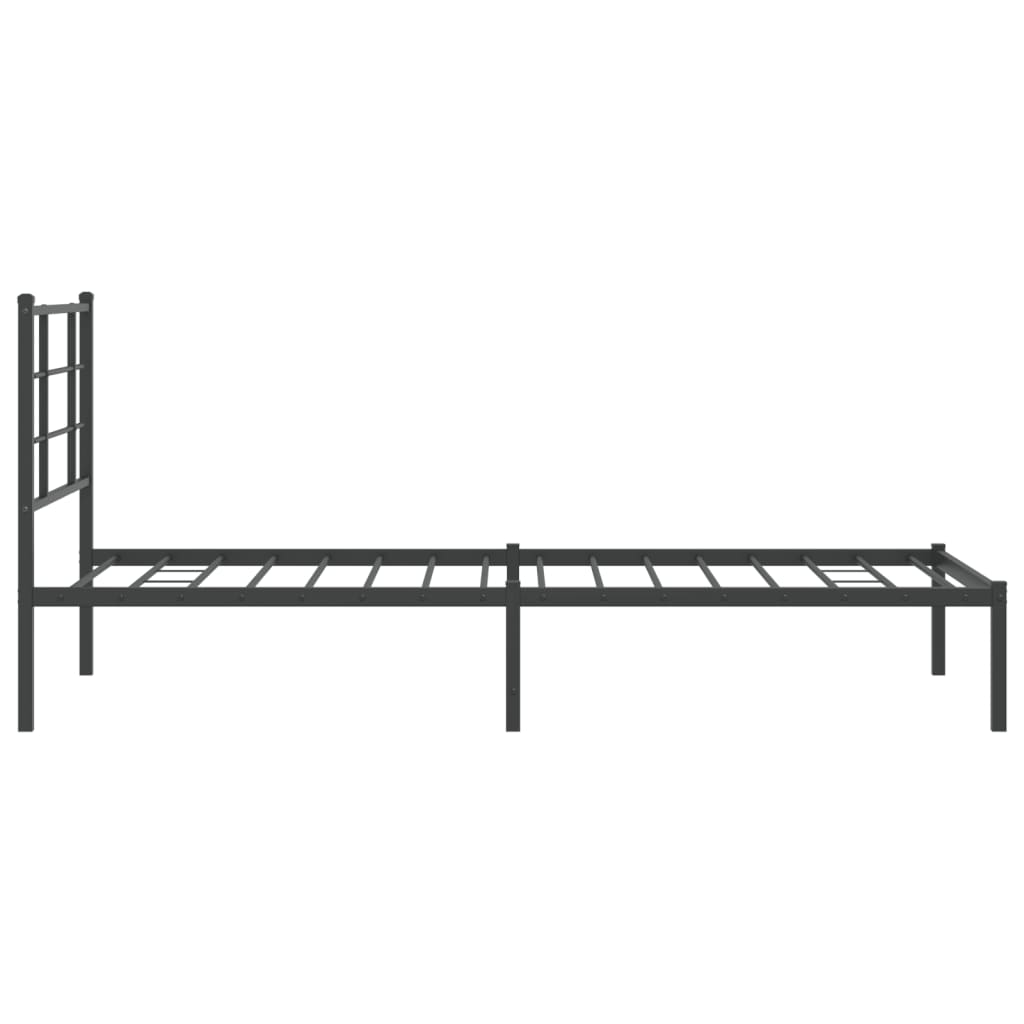 Metalni okvir za krevet s uzglavljem crni 90x190 cm