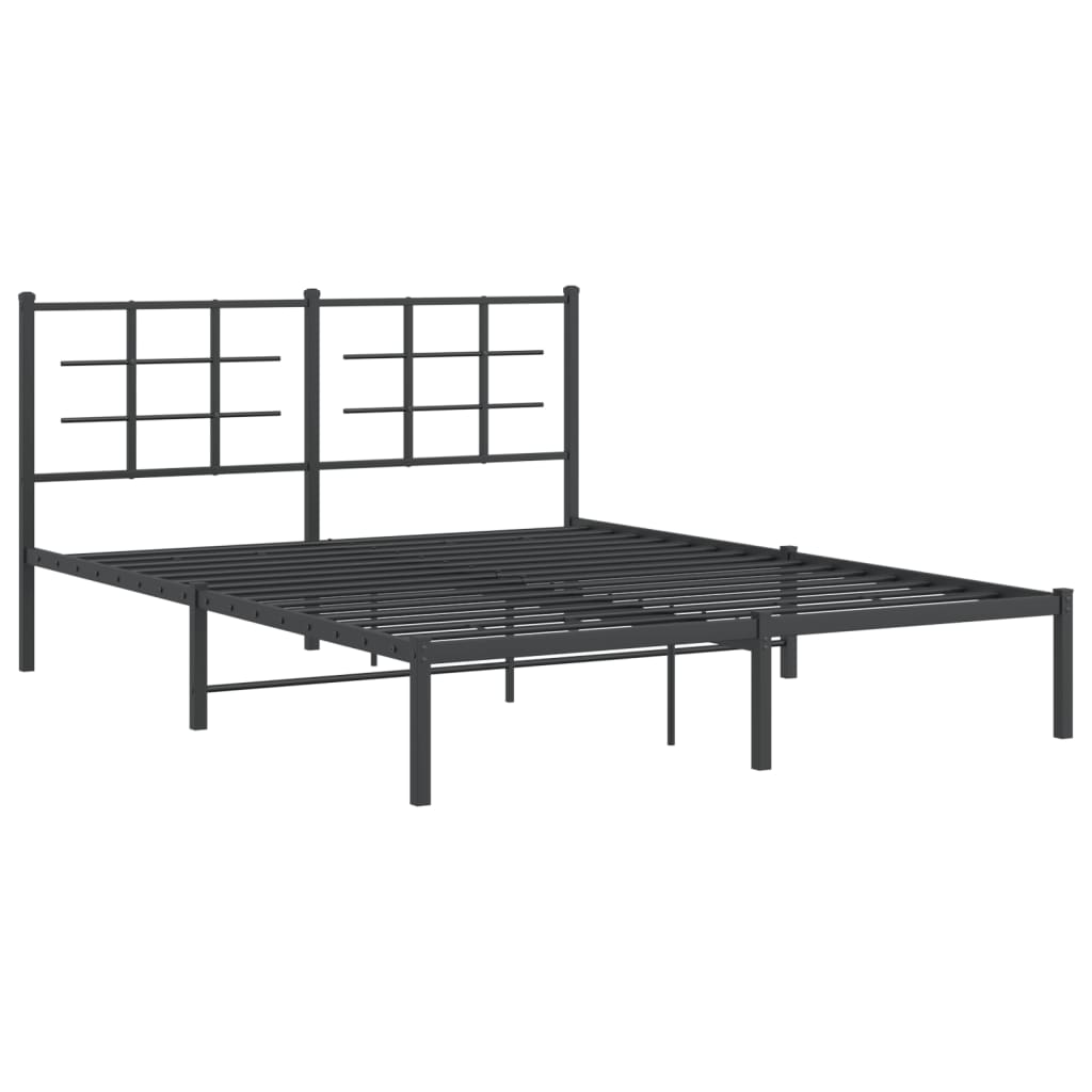 Metalni okvir za krevet s uzglavljem crni 150x200 cm