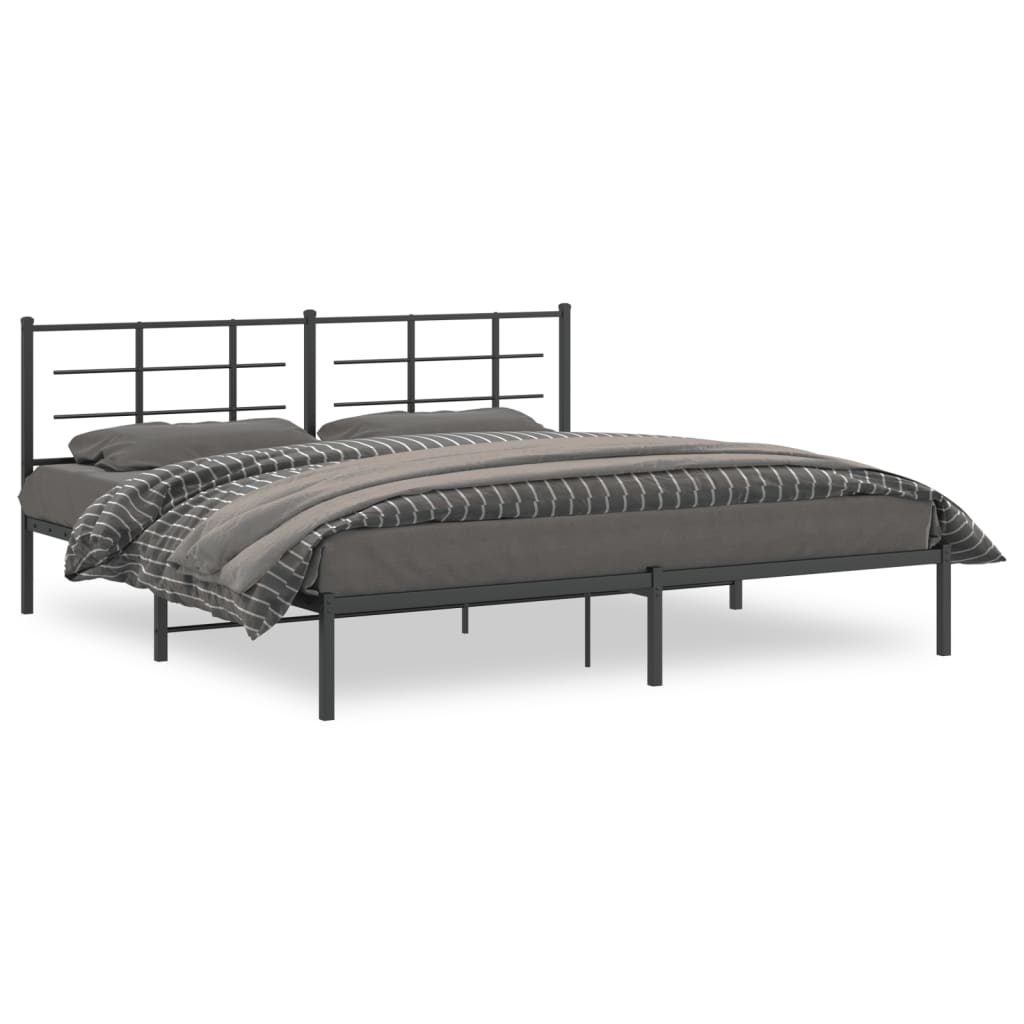 Metalni okvir za krevet s uzglavljem crni 193x203 cm