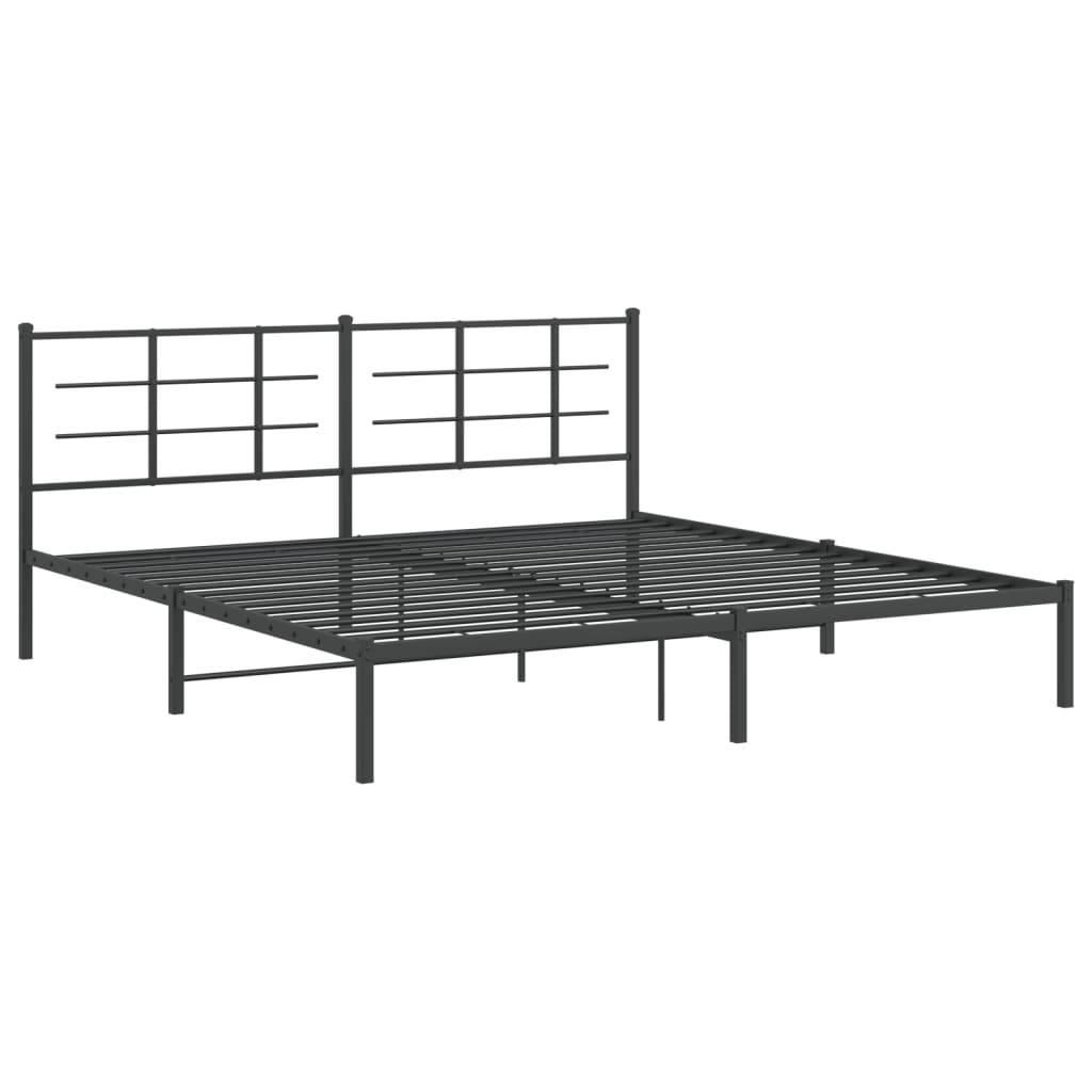 Metalni okvir za krevet s uzglavljem crni 193x203 cm