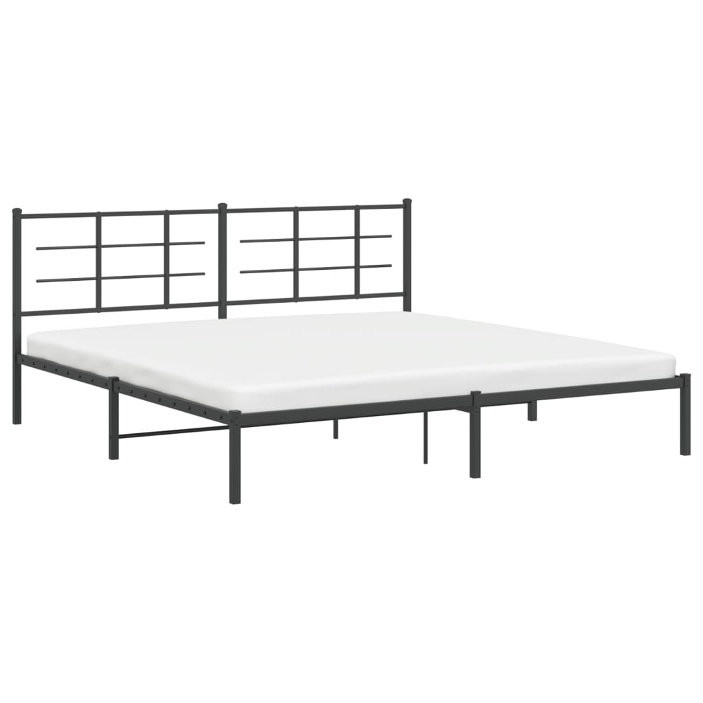 Metalni okvir za krevet s uzglavljem crni 193x203 cm