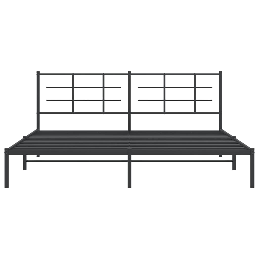 Metalni okvir za krevet s uzglavljem crni 193x203 cm