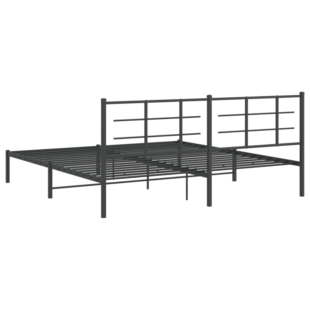 Metalni okvir za krevet s uzglavljem crni 193x203 cm