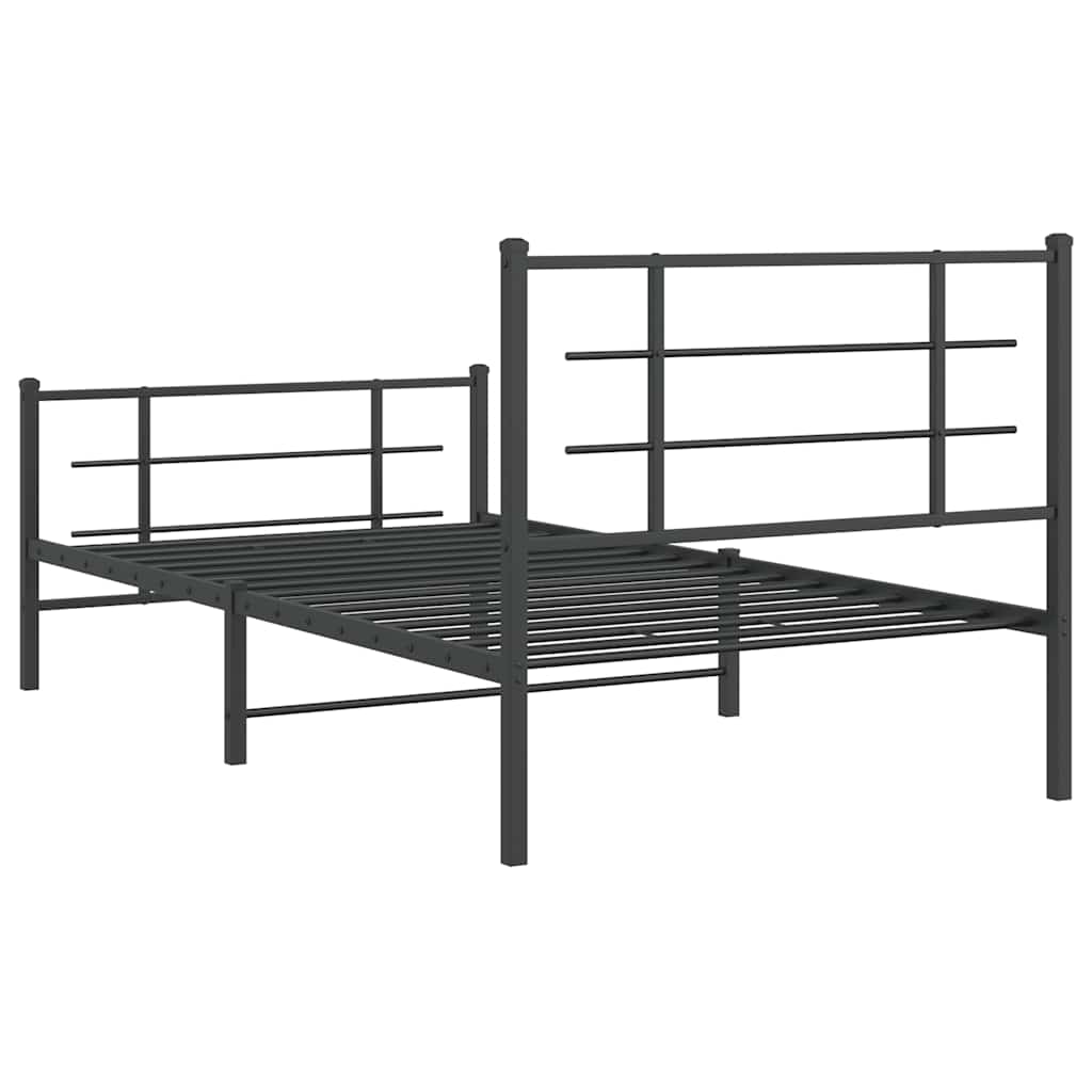 Metalni okvir kreveta uzglavlje i podnožje crni 100x200 cm