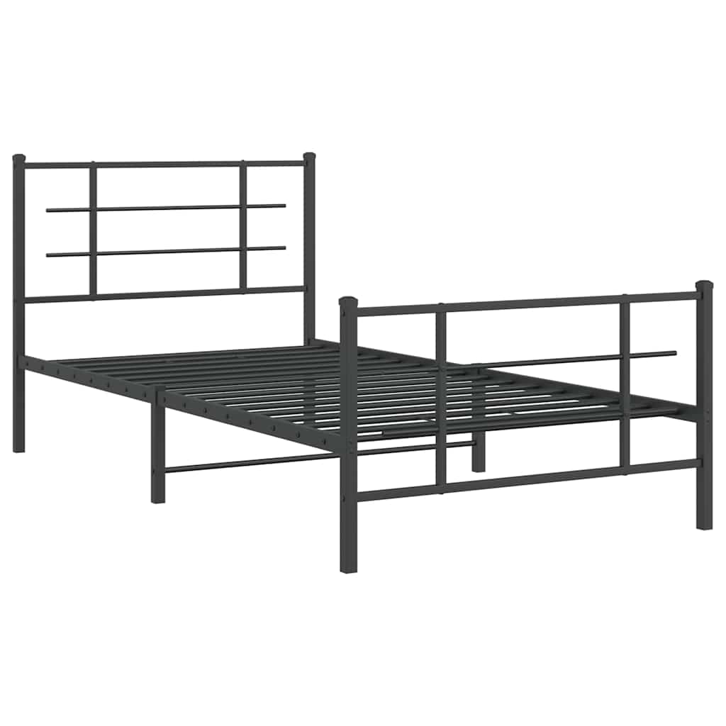 Metalni okvir kreveta uzglavlje i podnožje crni 107x203 cm