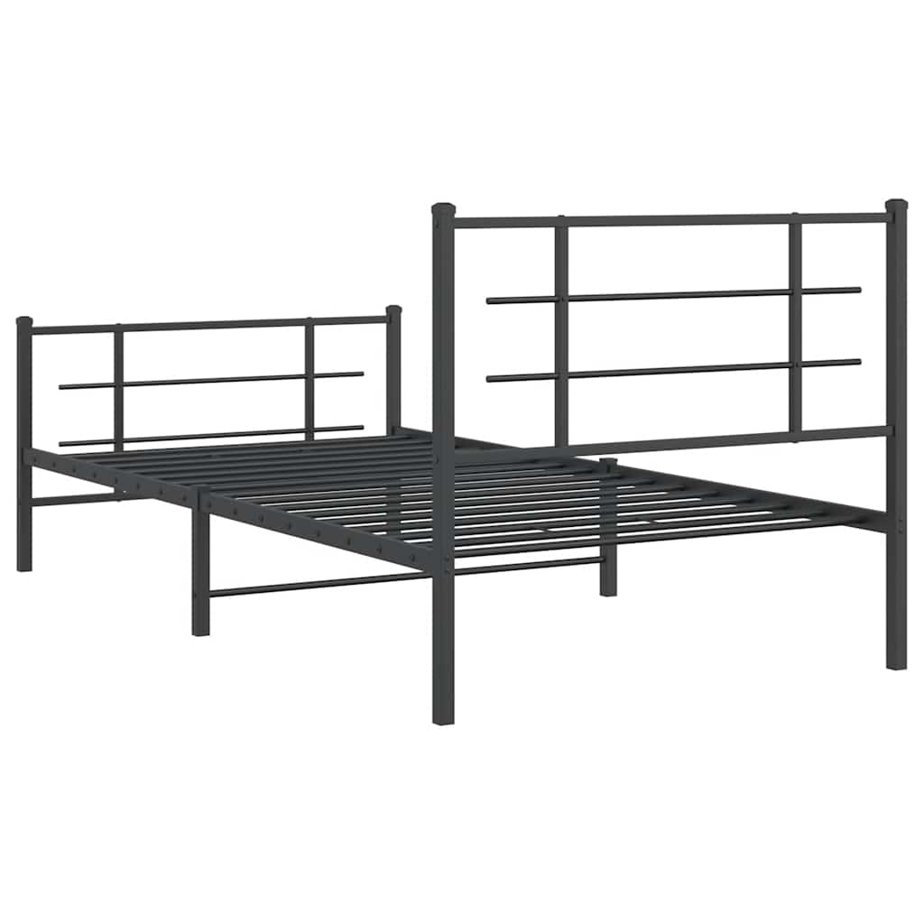 Metalni okvir kreveta uzglavlje i podnožje crni 107x203 cm