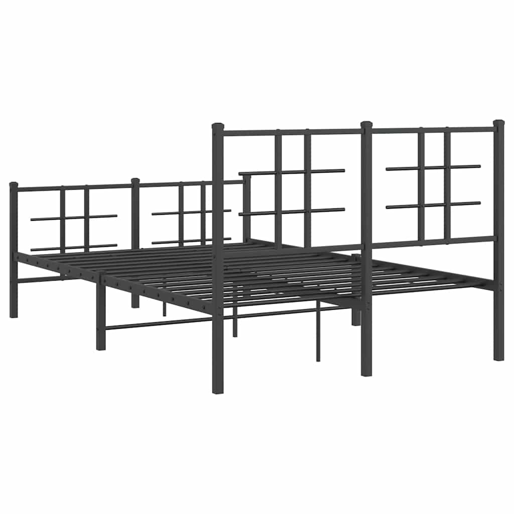 Metalni okvir kreveta uzglavlje i podnožje crni 120x200 cm