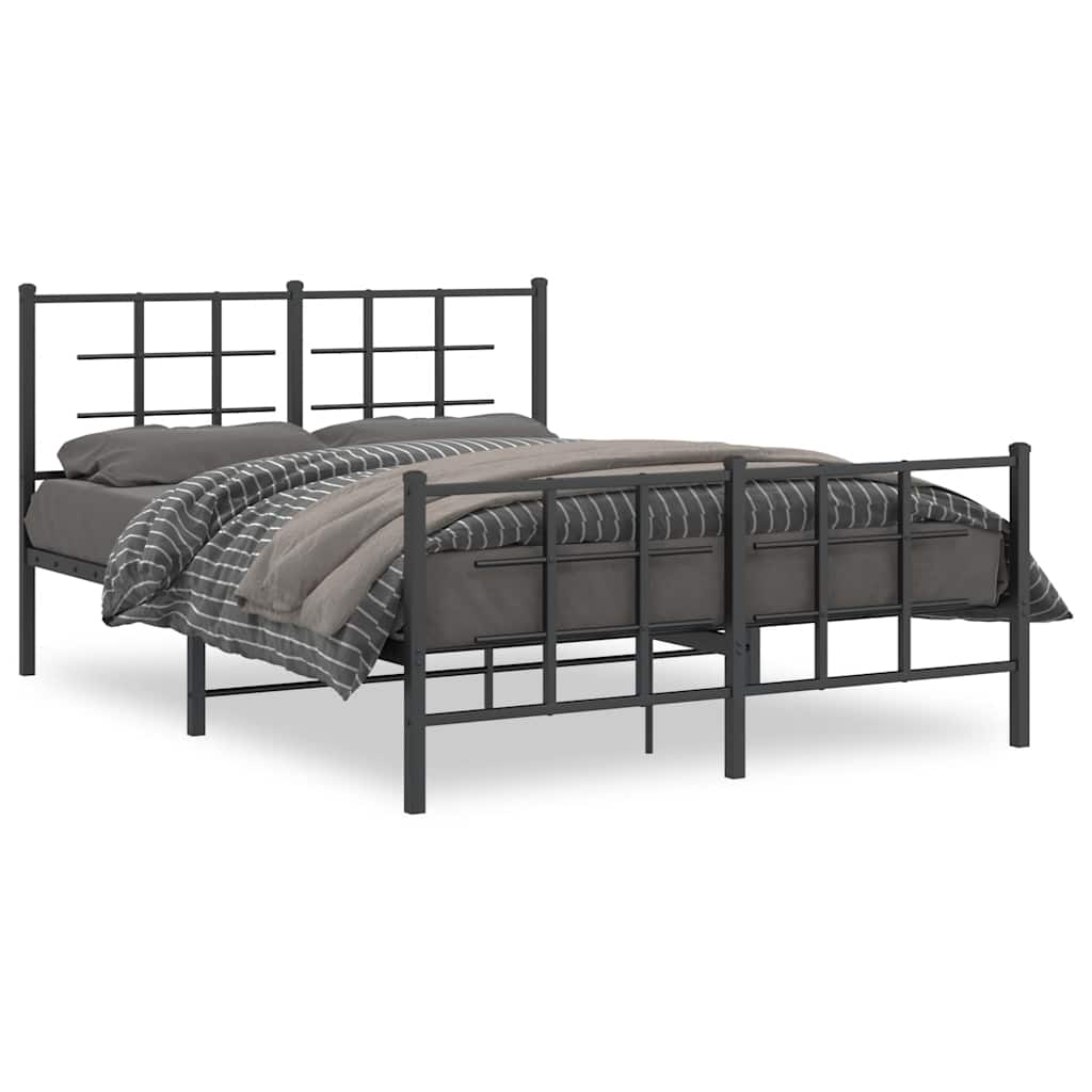 Metalni okvir kreveta uzglavlje i podnožje crni 140x190 cm