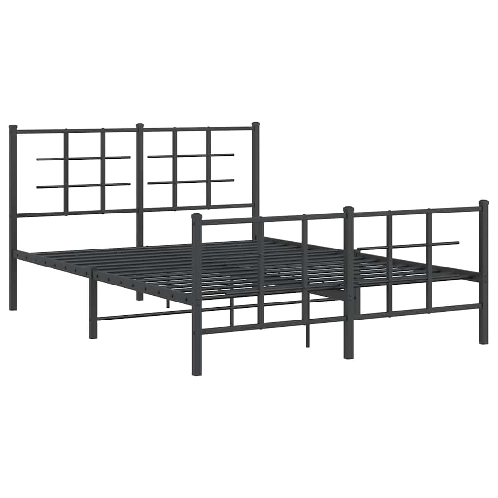 Metalni okvir kreveta uzglavlje i podnožje crni 140x190 cm