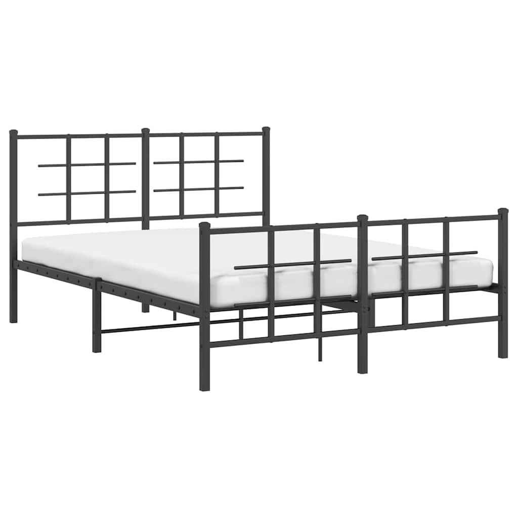 Metalni okvir kreveta uzglavlje i podnožje crni 140x190 cm
