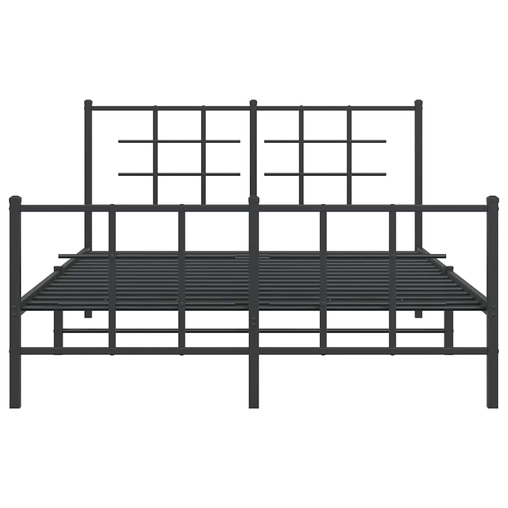 Metalni okvir kreveta uzglavlje i podnožje crni 140x190 cm