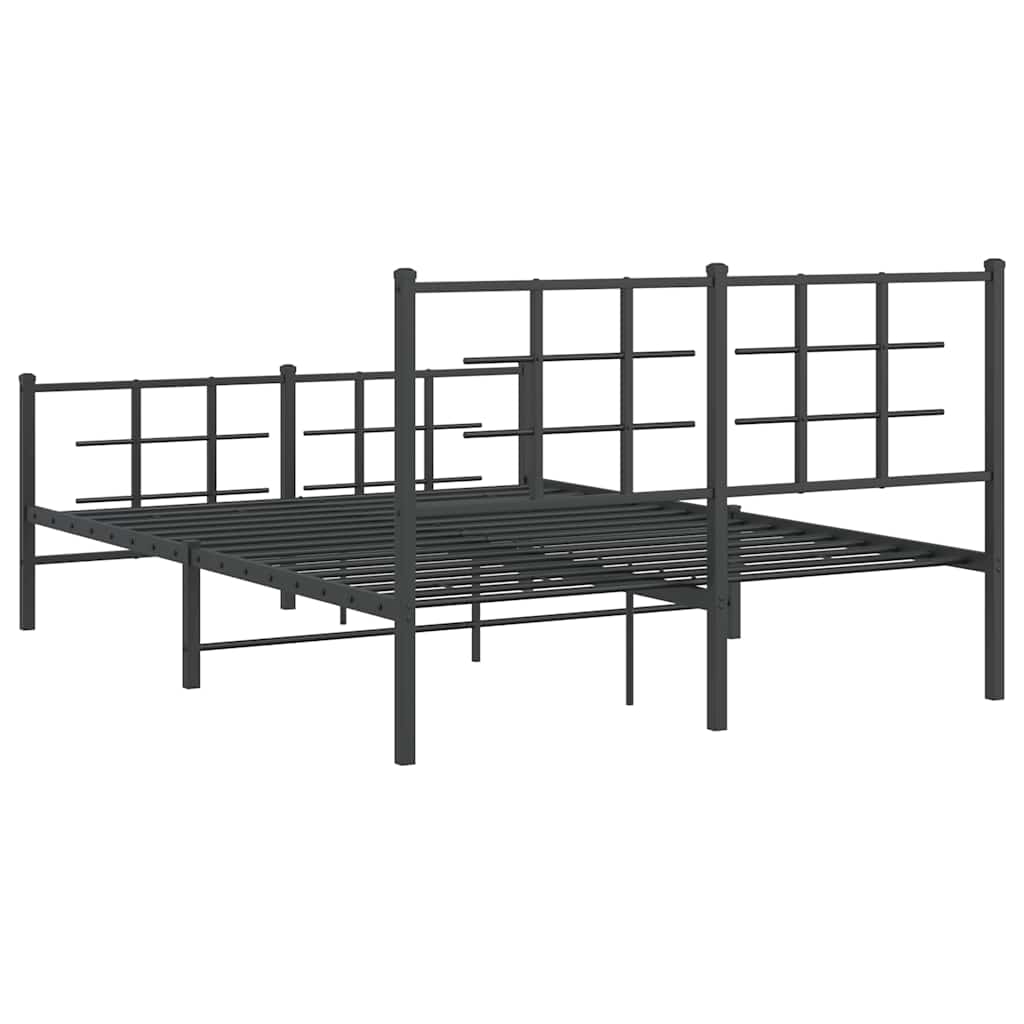 Metalni okvir kreveta uzglavlje i podnožje crni 140x190 cm