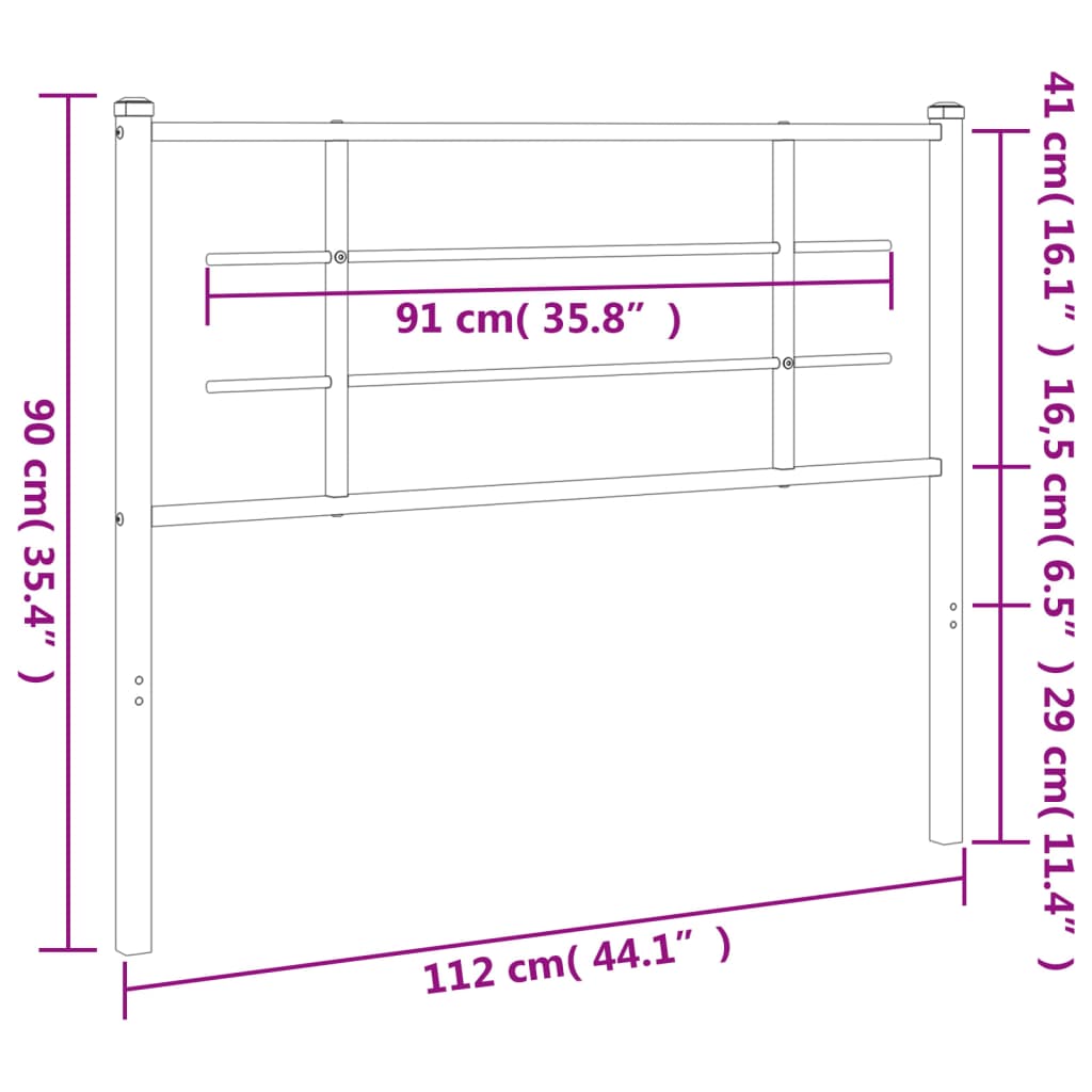 Metalno zamjensko uzglavlje crno 107 cm