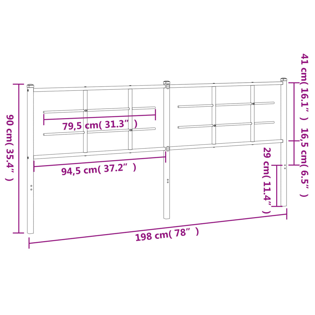 Metalno zamjensko uzglavlje crno 193 cm