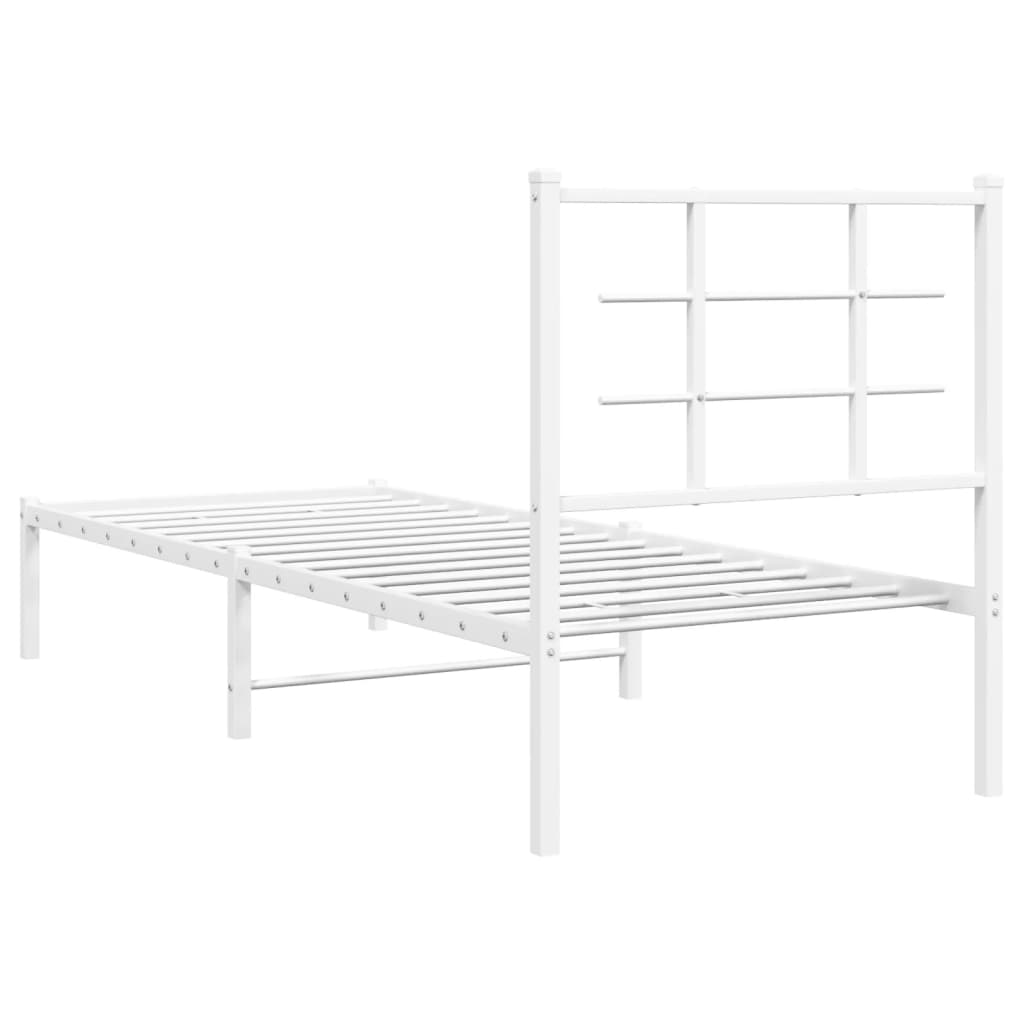 Metalni okvir krevet bez madraca s uzglavljem bijeli 75x190 cm