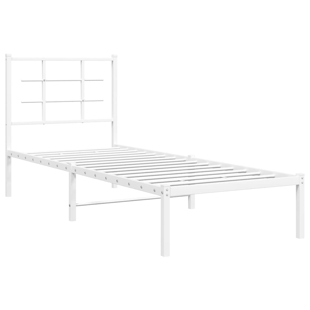 Metalni okvir za krevet s uzglavljem bijeli 80x200 cm
