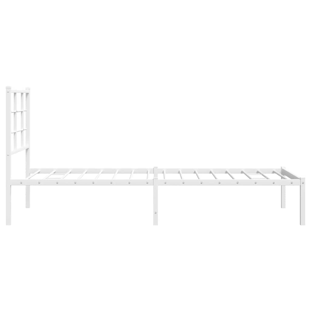 Metalni okvir za krevet s uzglavljem bijeli 80x200 cm